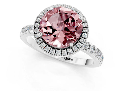 White gold Round Cut Halo Diamond Pave Band with Prong Setting_1