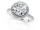 White gold Round Cut Halo Diamond Pave Band with Prong Setting_1
