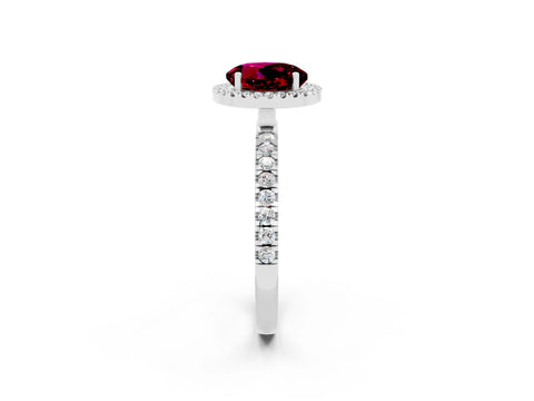 White gold Round Cut Halo Diamond Pave Band with Prong Setting_2