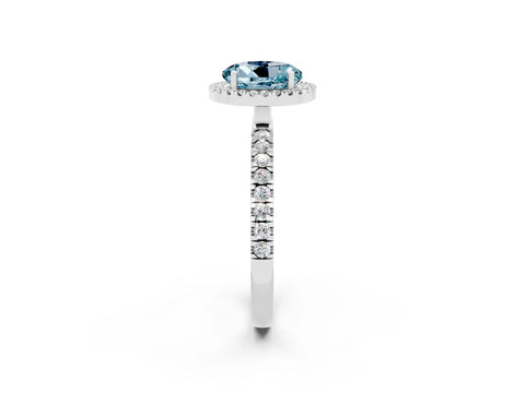White gold Round Cut Halo Diamond Pave Band with Prong Setting_2