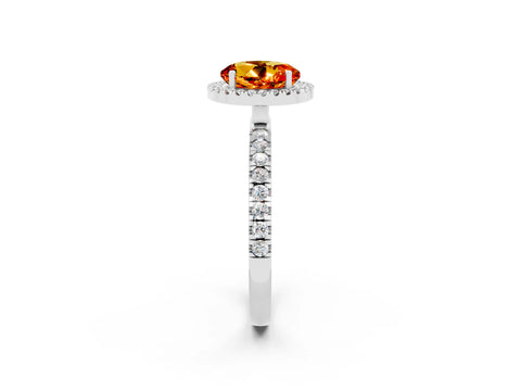 White gold Round Cut Halo Diamond Pave Band with Prong Setting_2