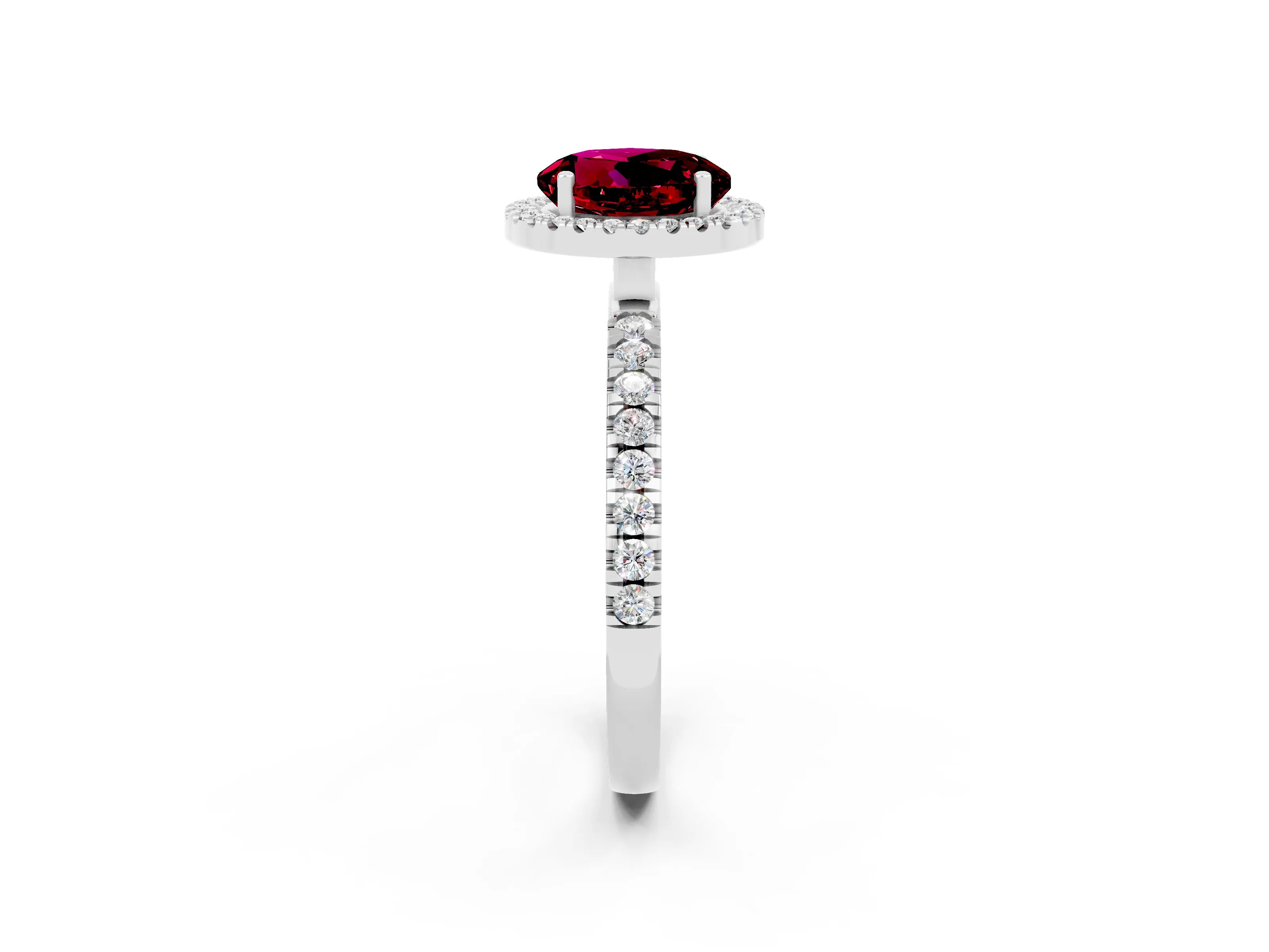 White gold Round Cut Halo Diamond Pave Band with Prong Setting_2