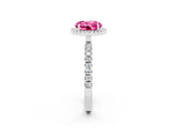White gold Round Cut Halo Diamond Pave Band with Prong Setting_2
