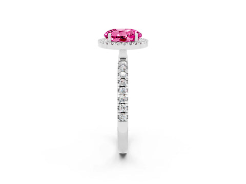 White gold Round Cut Halo Diamond Pave Band with Prong Setting_2