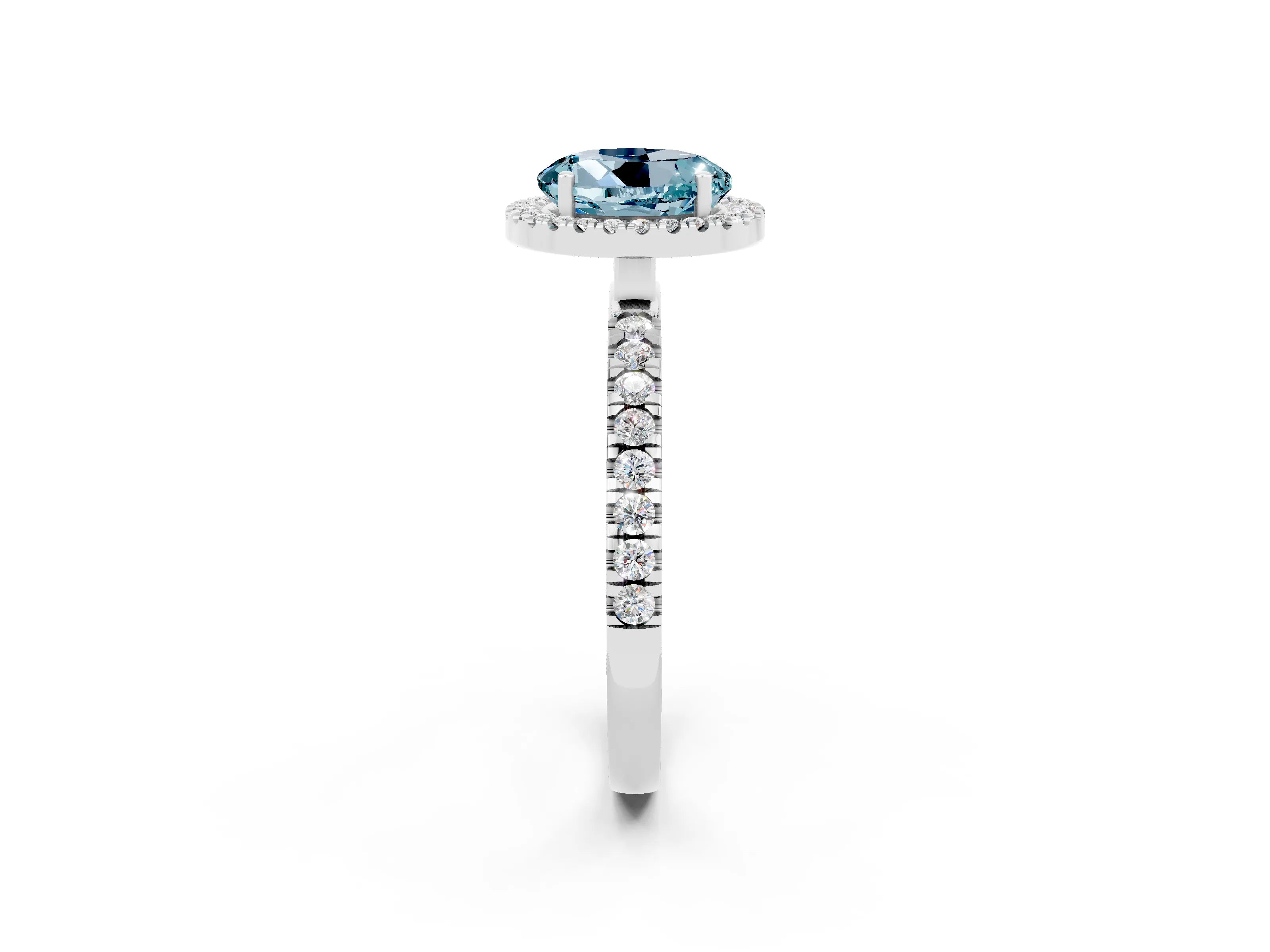 White gold Round Cut Halo Diamond Pave Band with Prong Setting_2