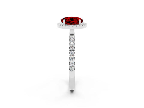 White gold Round Cut Halo Diamond Pave Band with Prong Setting_2