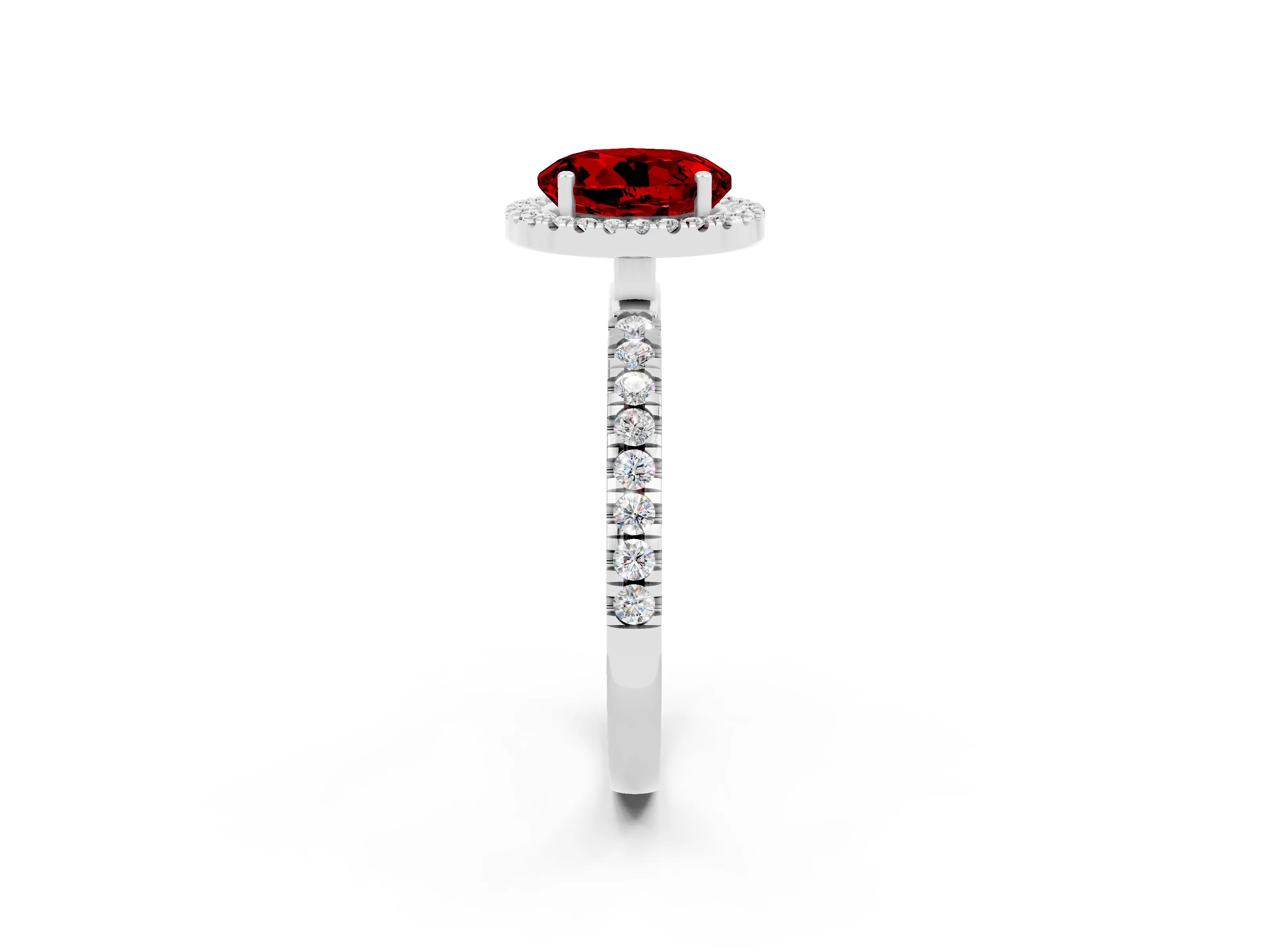 White gold Round Cut Halo Diamond Pave Band with Prong Setting_2