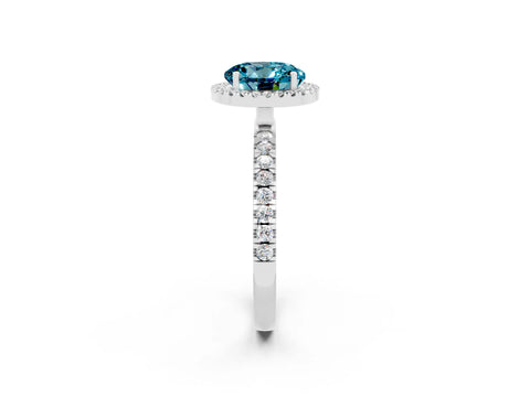 White gold Round Cut Halo Diamond Pave Band with Prong Setting_2