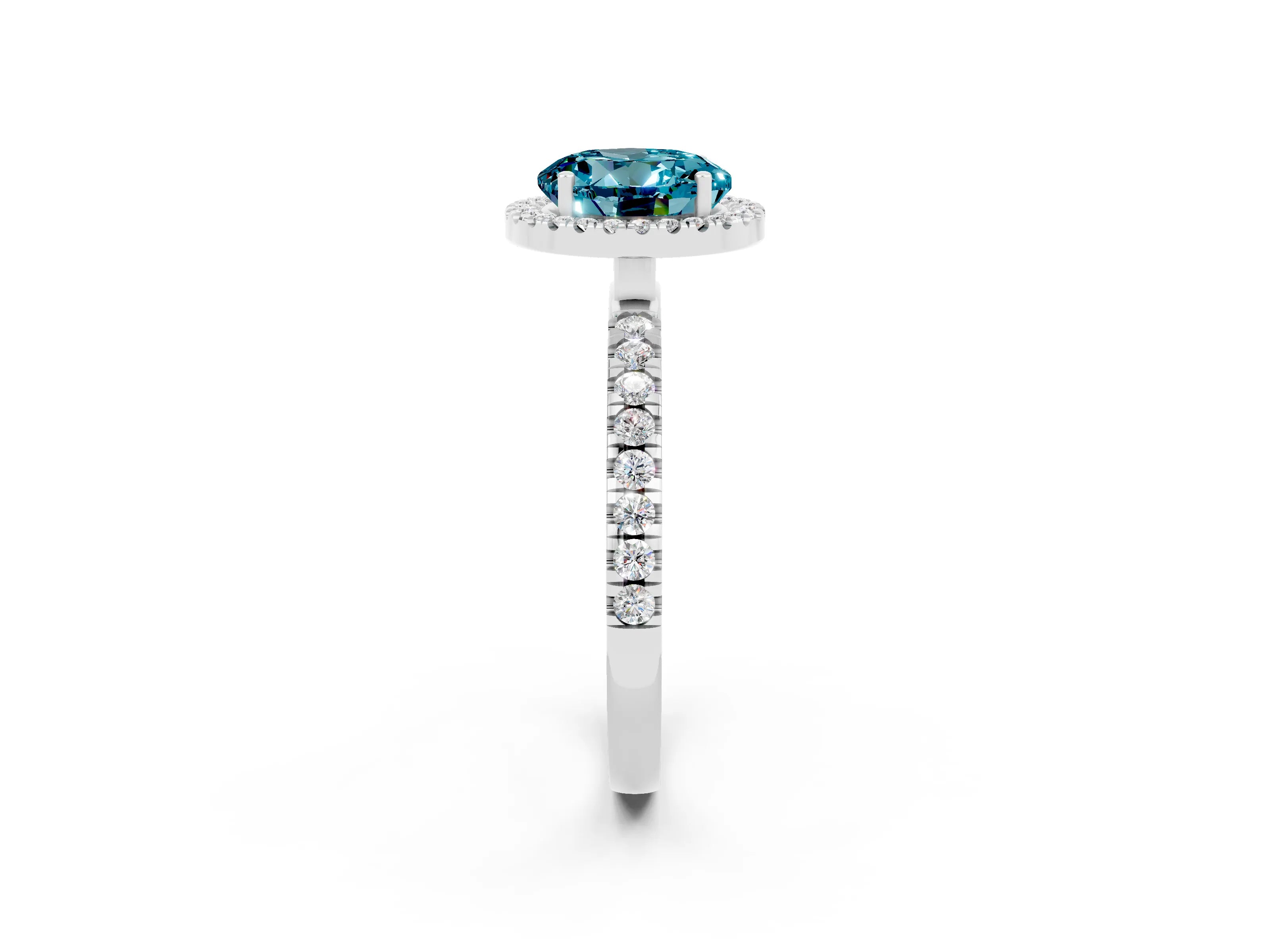 White gold Round Cut Halo Diamond Pave Band with Prong Setting_2