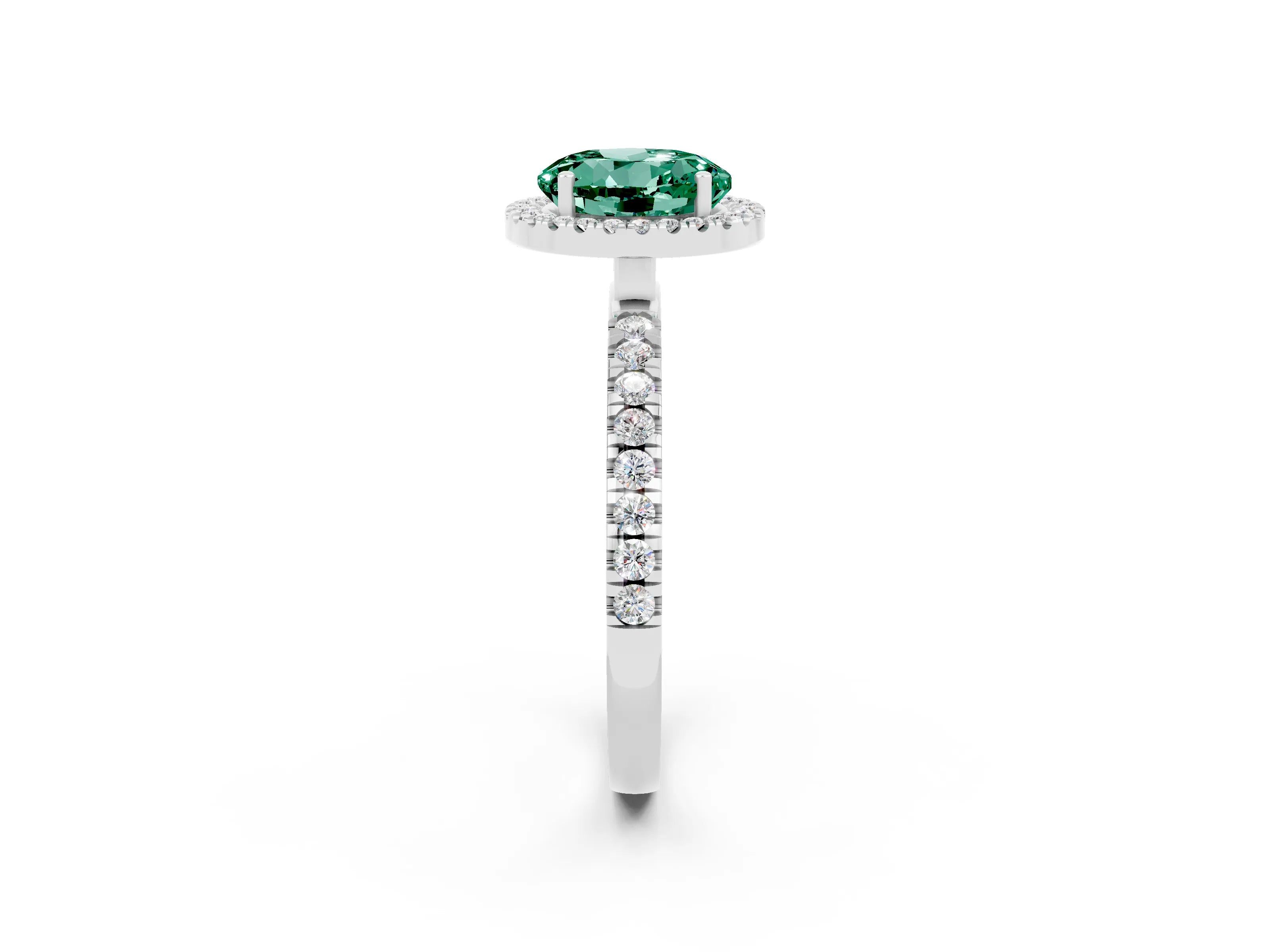 White gold Round Cut Halo Diamond Pave Band with Prong Setting_2