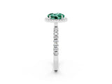 White gold Round Cut Halo Diamond Pave Band with Prong Setting_2