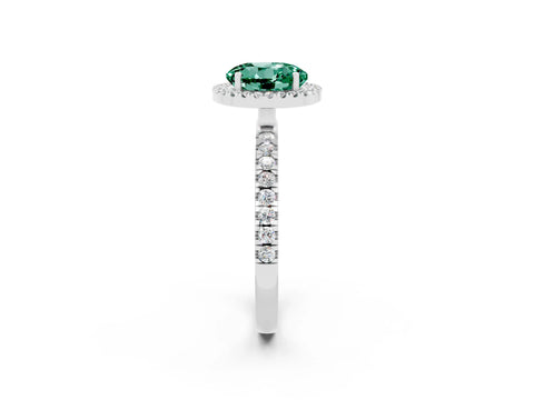 White gold Round Cut Halo Diamond Pave Band with Prong Setting_2