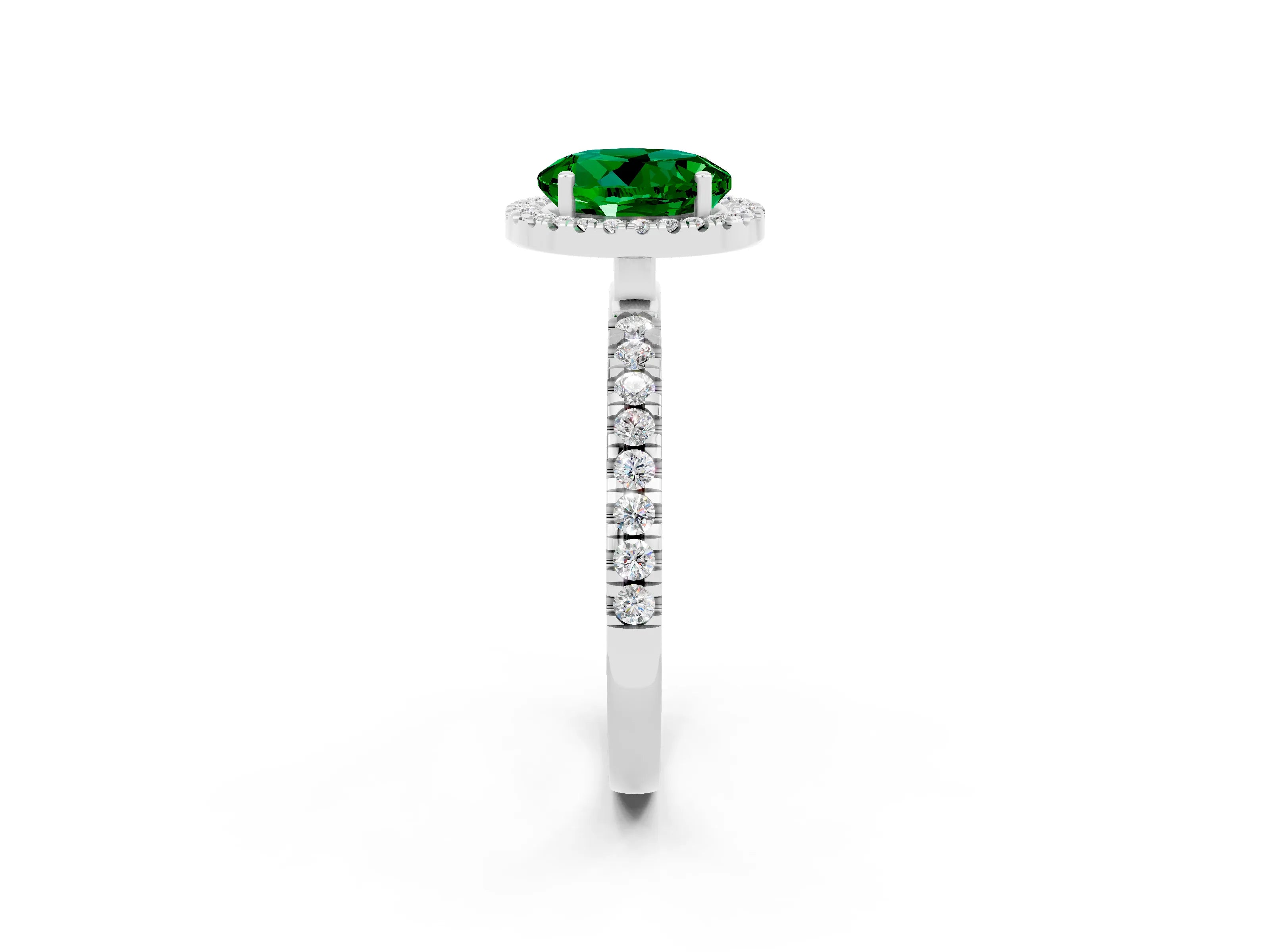 White gold Round Cut Halo Diamond Pave Band with Prong Setting_2