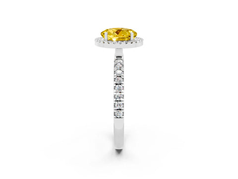 White gold Round Cut Halo Diamond Pave Band with Prong Setting_2
