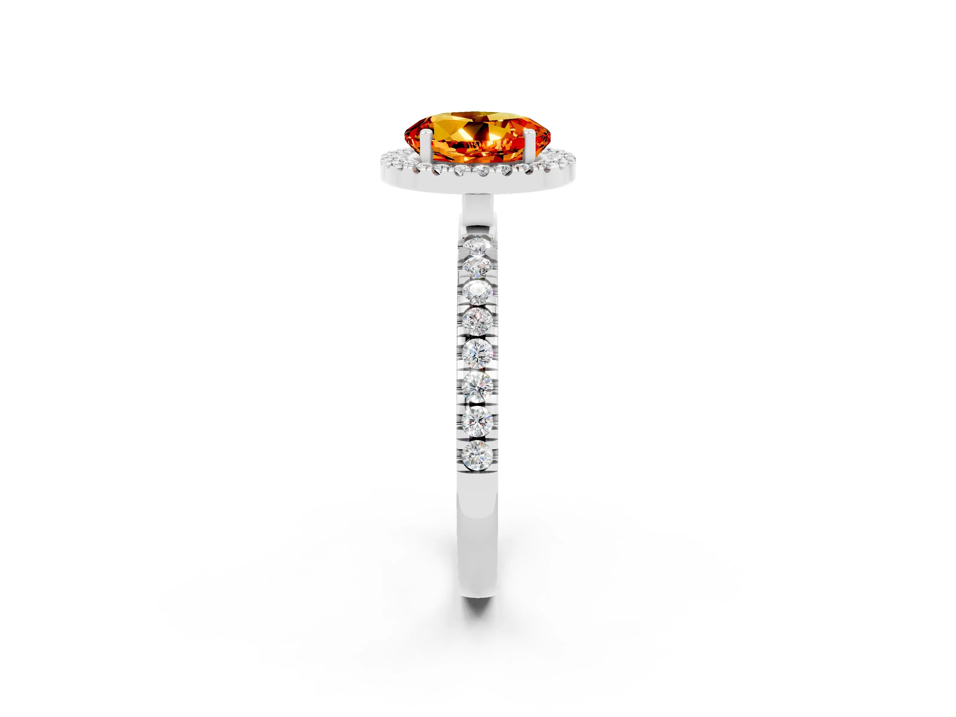 White gold Round Cut Halo Diamond Pave Band with Prong Setting_2