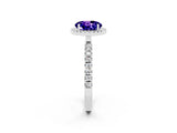 White gold Round Cut Halo Diamond Pave Band with Prong Setting_2