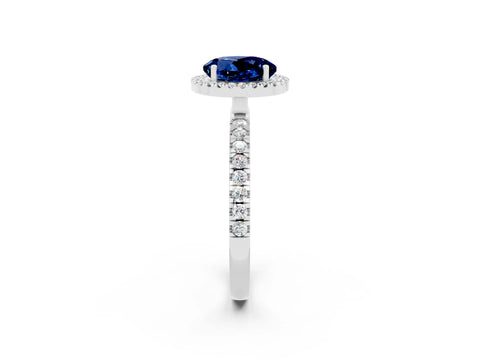 White gold Round Cut Halo Diamond Pave Band with Prong Setting_2