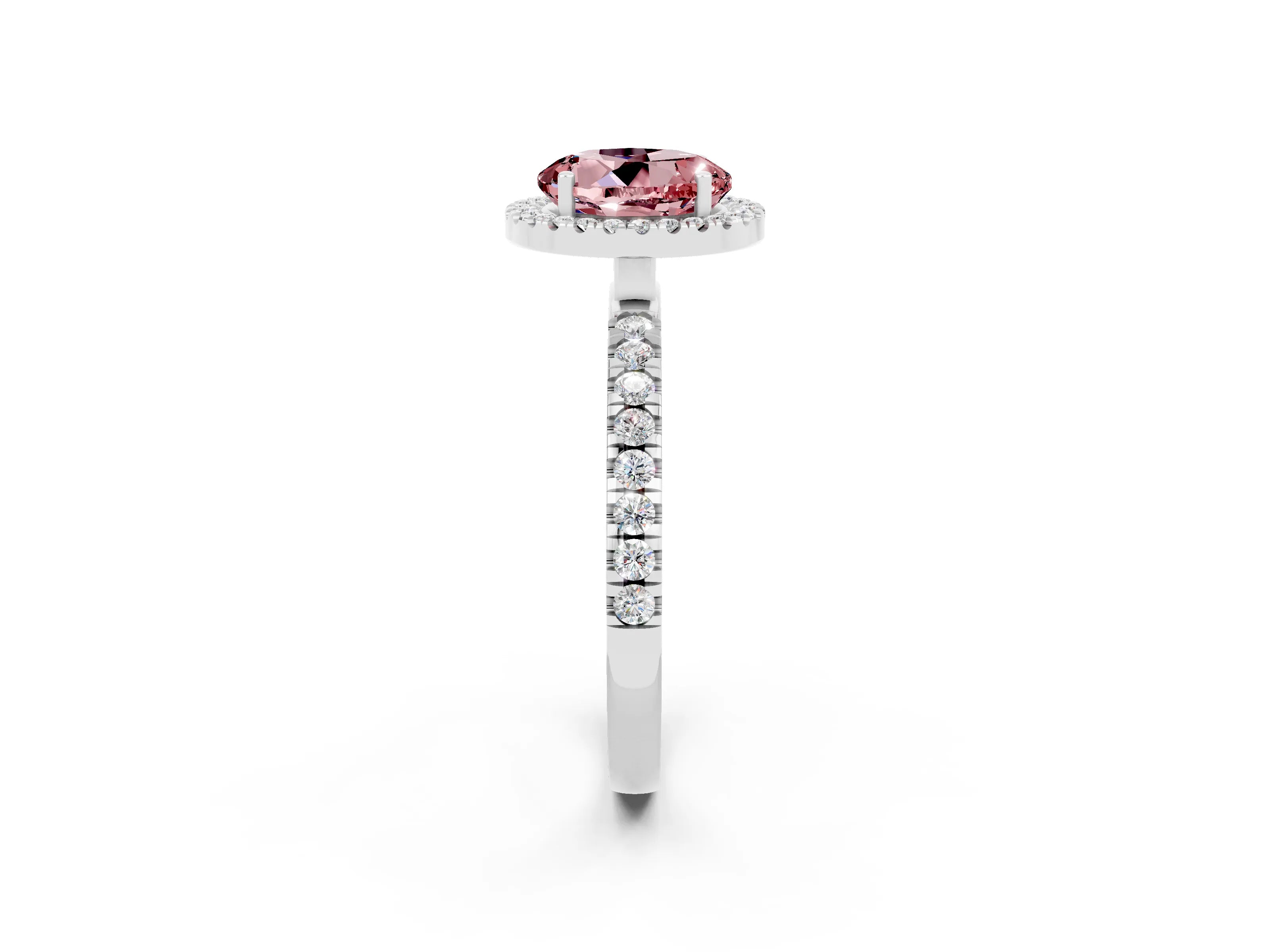 White gold Round Cut Halo Diamond Pave Band with Prong Setting_2