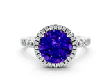 White gold Round Cut Halo Diamond Pave Band with Prong Setting