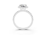 White gold Round Cut Halo Diamond Pave Band with Prong Setting_3