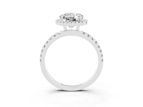 White gold Round Cut Halo Diamond Pave Band with Prong Setting_3