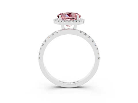 White gold Round Cut Halo Diamond Pave Band with Prong Setting_3