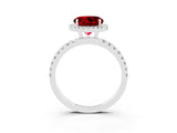 White gold Round Cut Halo Diamond Pave Band with Prong Setting_3