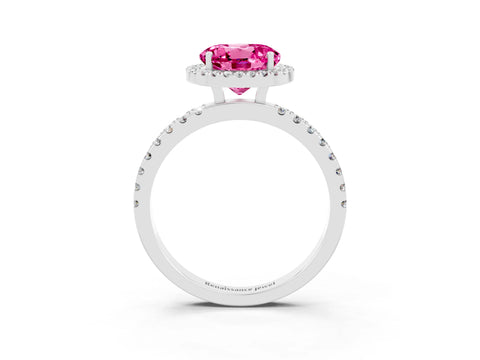 White gold Round Cut Halo Diamond Pave Band with Prong Setting_3