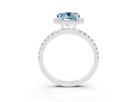 White gold Round Cut Halo Diamond Pave Band with Prong Setting_3