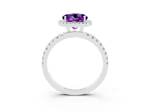 White gold Round Cut Halo Diamond Pave Band with Prong Setting_3