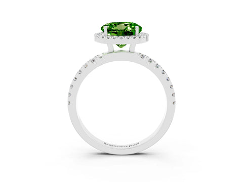 White gold Round Cut Halo Diamond Pave Band with Prong Setting_3