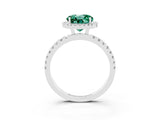 White gold Round Cut Halo Diamond Pave Band with Prong Setting_3