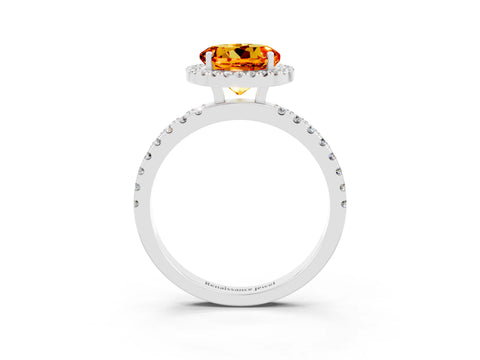 White gold Round Cut Halo Diamond Pave Band with Prong Setting_3