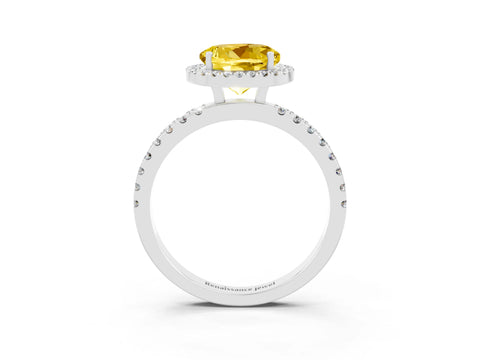 White gold Round Cut Halo Diamond Pave Band with Prong Setting_3