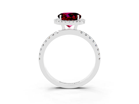 White gold Round Cut Halo Diamond Pave Band with Prong Setting_3
