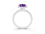 White gold Round Cut Halo Diamond Pave Band with Prong Setting_3