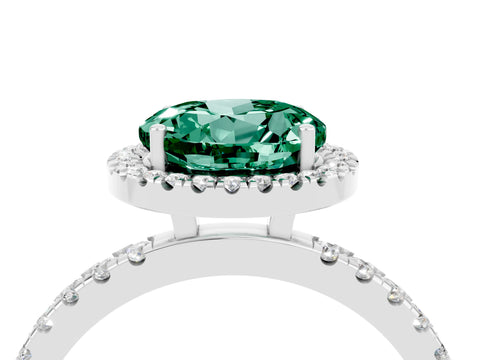 White gold Round Cut Halo Diamond Pave Band with Prong Setting_4