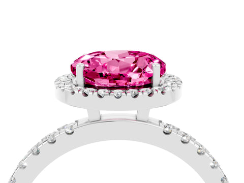 White gold Round Cut Halo Diamond Pave Band with Prong Setting_4