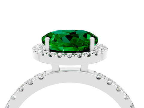 White gold Round Cut Halo Diamond Pave Band with Prong Setting_4