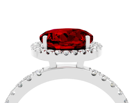 White gold Round Cut Halo Diamond Pave Band with Prong Setting_4