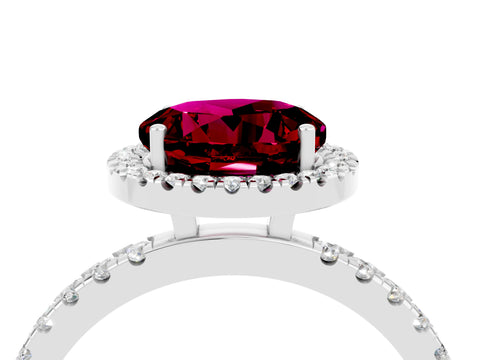 White gold Round Cut Halo Diamond Pave Band with Prong Setting_4