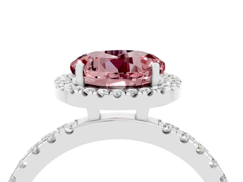 White gold Round Cut Halo Diamond Pave Band with Prong Setting_4
