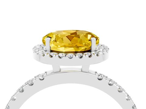 White gold Round Cut Halo Diamond Pave Band with Prong Setting_4