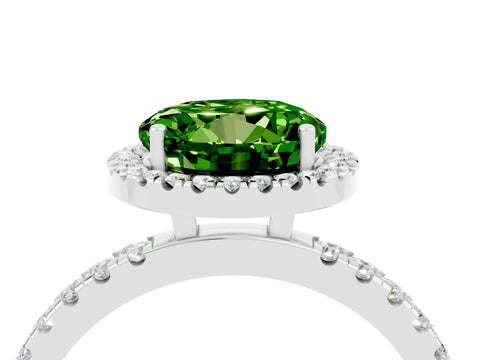 White gold Round Cut Halo Diamond Pave Band with Prong Setting_4