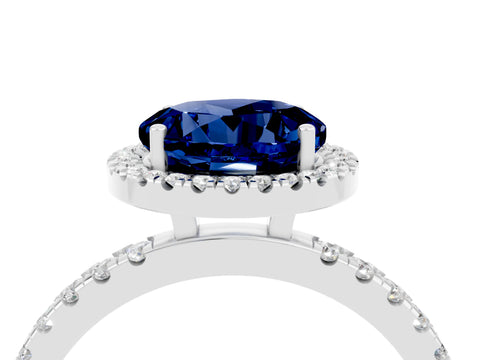 White gold Round Cut Halo Diamond Pave Band with Prong Setting_4