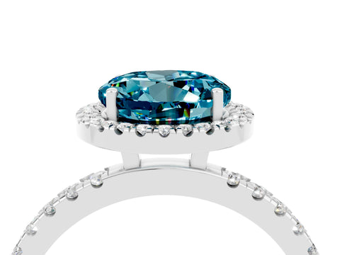 White gold Round Cut Halo Diamond Pave Band with Prong Setting_4