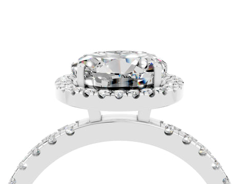 White gold Round Cut Halo Diamond Pave Band with Prong Setting_4