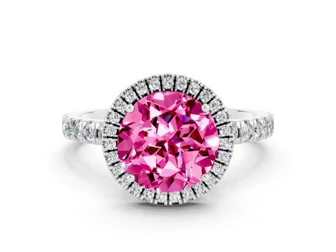 White gold Round Cut Halo Diamond Pave Band with Prong Setting