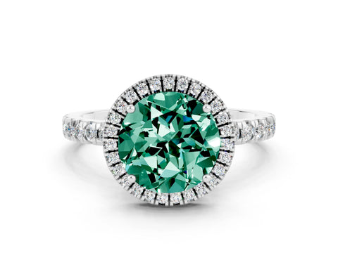 White gold Round Cut Halo Diamond Pave Band with Prong Setting