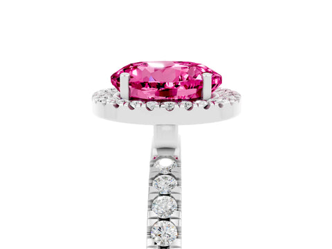 White gold Round Cut Halo Diamond Pave Band with Prong Setting_5